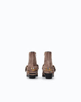 Suede ankle boots with straps and Texan heel - Brown | Pinko