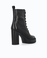 Lace-up leather ankle boots with heel - Black | Pinko