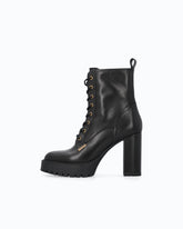 Lace-up leather ankle boots with heel - Black | Pinko