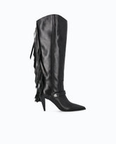 Botas altas de napa con tacón y flecos -  | Pinko
