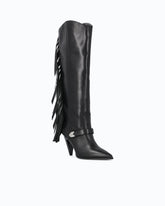 Botas altas de napa con tacón y flecos -  | Pinko