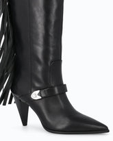 Botas altas de napa con tacón y flecos -  | Pinko