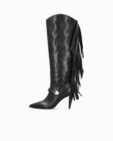Botas altas de napa con tacón y flecos -  | Pinko