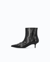 Knöchelhohe Stiefeletten aus Leder mit Riemchen und Fransen -  | Pinko