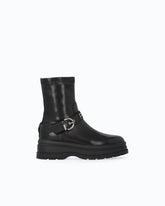 Leather ankle boots with strap - Black | Pinko
