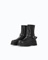 Leather ankle boots with strap - Black | Pinko