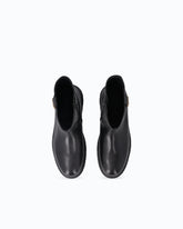 Leather combat ankle boots with logo rings - Black | Pinko