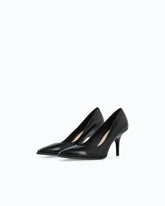 Leather court shoe with logo on the heel - Black | Pinko