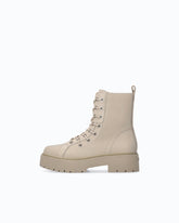 Ankle boot de piel con suela de lug - Beige | Pinko