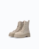 Ankle boot de piel con suela de lug - Beige | Pinko