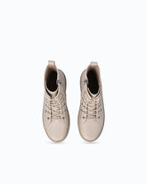 Ankle boot de piel con suela de lug - Beige | Pinko