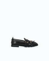 Mocassins en cuir à brides et franges - Noir | Pinko