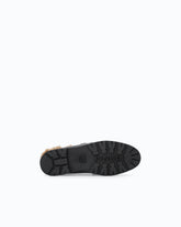 Leather sabot moccasins with faux fur lining - Black | Pinko