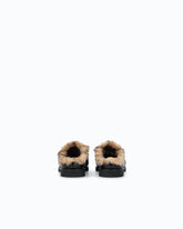 Leather sabot moccasins with faux fur lining - Black | Pinko