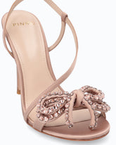Satin stiletto sandal with strass bow -  | Pinko