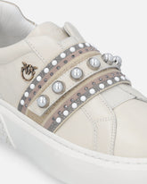 Sneakers slip-on in pelle con banda gioiello -  | Pinko