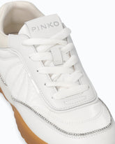 Leather sneakers with rhinestones - White | Pinko