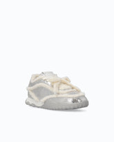 Sneakers en cuir avec détails en fourrure synthétique - Gris | Pinko