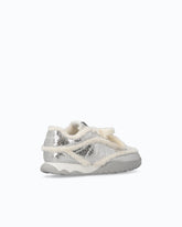 Sneakers en cuir avec détails en fourrure synthétique - Gris | Pinko