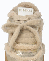 Sneakers en cuir avec détails en fourrure synthétique - Gris | Pinko