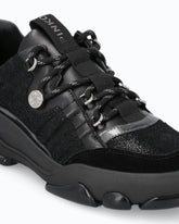 Δερμάτινα sneakers με κορδόνια trekking - Μαύρο | Pinko