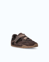Suede and sequin sneakers with hook-and-loop fastening - Brown | Pinko