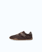 Suede and sequin sneakers with hook-and-loop fastening - Brown | Pinko