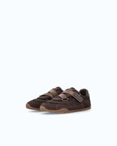 Suede and sequin sneakers with hook-and-loop fastening - Brown | Pinko