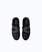 Suede and sequin sneakers with hook-and-loop fastening - Black | Pinko
