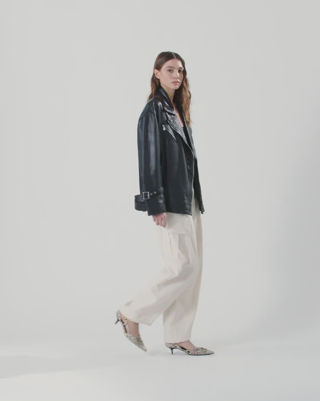 Leather biker jacket | Pinko
