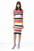 Multi-stripe mid-calf rib knit dress