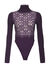 Body a costina in crepe e pizzo