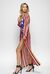 Maxi cardigan in jersey rachel di viscosa a righe multicolor