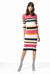 Multi-stripe mid-calf rib knit dress