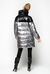 Long laminated quilted coat