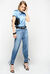 Mom-fit jeans with ankle strap effect