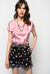 Short sleeve silk satin top
