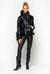 Quilted coat with fringe