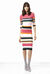 Multi-stripe mid-calf rib knit dress