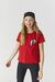 T-shirt in jersey con strass e glitter