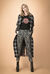 Maxi cappotto tartan con cintura