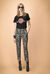 T-shirt in jersey con scritta e strass