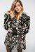 Zebra print faux fur reefer coat