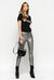 Logo T-shirt with rhinestone fringe