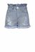 Shorts in denim vintage con rouches