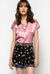 Short sleeve silk satin top