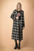 Maxi cappotto tartan con cintura