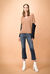 Jeans cropped in denim comfort con bordo sfrangiato