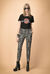 T-shirt in jersey con scritta e strass