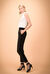 Pantaloni in crêpe con bande velour